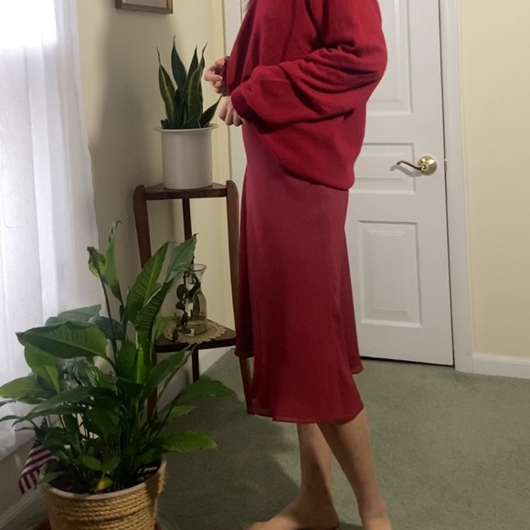 Vintage Charlotte Ford Red Slip Midi Skirt - Picture 2 of 7